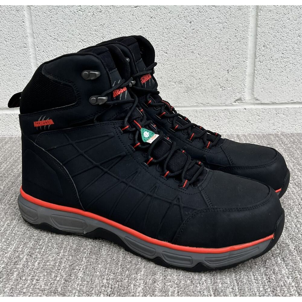 Aggressor Men's Mid Cut Hiker Work Boots Steel Toe & Plate 13 US Size